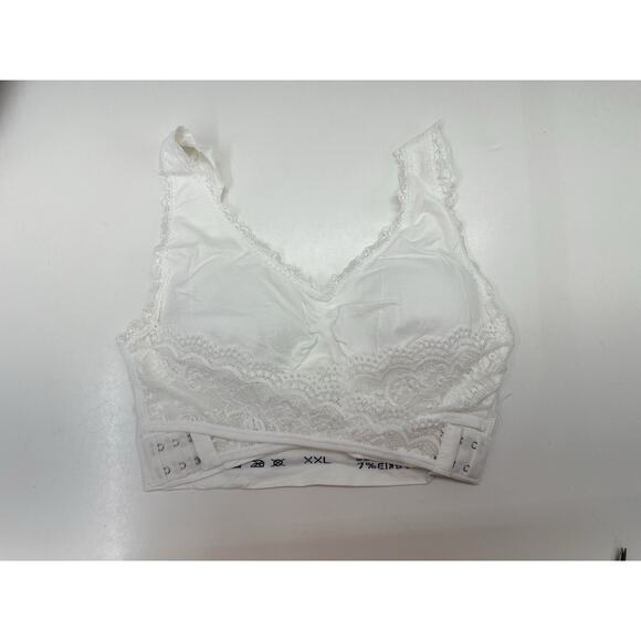 Womens Bra Size XXL White Lace Front Criss Cross Staps Adjustable Padded New - Picture 1 of 11